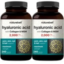 NatureBell 2 Pack Hyaluronic Acid Suplemen 2.000 mg 124; 480 Total Kapsul, dengan MSM & Hydrolyzed Bovine Collagen - 3 dalam 1 Dukungan untuk Hidration Skin, Lubrikasi Bersama, Rambut, dan Kesehatan Mata