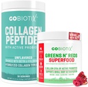 GOBIOTIX Super Greens & Collagen Bundle - Vitalitas Boost with Organic Spirulina & Hair- Skin- Nails Dukungan - 30 Hamba Masing-masing