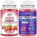 Tambahan Gummies Besi untuk Dewasa & Anak-anak; Kalsium Potasium Magnesium Gummies 12.4; Bundle