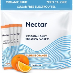 Paket Hidration Nektar - Paket Bubuk Elektrolytes - Tanpa Gula atau Kalori - Pound Buah Organik harian IV Elektrolite Powder untuk Dehydration Relief dan Rapid Rehydration (Orange 30 Pack)