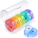 Sukuos Large Weekly Pill Organizer 2 Times sehari, Kotak Pil Harian 7 Hari Mudah dibuka dengan Perlindungan Ganda, Kasus Pil KB AM untuk Obat / Vitamin / Minyak Ikan / Suplemen (Bersihkan)