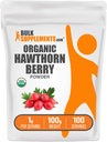 BulkSuplements.com Organic Hawthorn Berry Powder - Herbal Suplemen, Hawthorn Berry Organik - Vegan & Gluten Bebas, 1g per Serving, 100g (3.5 oz) (Paket 1)