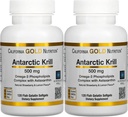 California Gold Nutrition Antartika Krill Oil, Ultra- High Omega- 3 dengan Astaxanthin, Strawberry Alam & Lemon Flavor, Non GMO, Gluten Bebas, 500 mg, 120 Fish Gelatin Softgelels, 2 Pack
