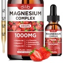 Triple Magnesium Complex Suplement, Magnesium Glycinate, Blend, Citrate Liquid Drops 1000mg with Ashwagandha, CoQ10, Vitamin B6, C, D, Zinc - Dukung Tenang Stress Relief, Bone, Muscle, Mood Vegan