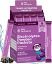 KUNCI NUTRIENTS Multivitamin Electrolytes Pawder Pawder - Paket Acai Berry 40 Pack Packet - Pack Hidration Travel - Tidak Gula, Tidak Ada Kalori, Gluten Bebas - Dibuat di Amerika Serikat