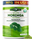 PURA VIDA MORINGA Powinga Organic Origin - Premium 100% Powder Leaf, USDA Organic Moringa Oleifera, Moringa Leaf Pounder - Sempurna untuk Smoothies & Recipes. 8 oz.