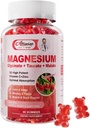 Magnesium Glycinate Gummies, Magnesium Potasium Suplemen dengan Tadrate, Malate, Vitamin D, C, B6, Kalsium, Dukungan Tubuh, Raspberry Magnesium Gummies untuk Dewasa & Anak