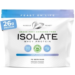 Muscle Feast Grass- Fed Whey Protein Isolate, All Natural Hormone Free Hormone Raised, Whiy Isolate Protein Powder for Men and Women, Clean, Non-GMO & Gluten- Free, Isolate Protein - Unflamited, 5lb