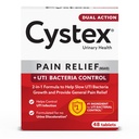 Cystex Dual- Action UTI Relief Pain & Prevention Tablet - 2- in- 1 Formula Relieves Discomfort & Memperlambat Perkembangan Bakteri - Non-Pemancar - 48- Count