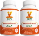 INVITA ADK - Vitamin A1, Vitamin D3 5000 IU & K2 MK7 Suplemen - Physician Membentuk Dukungan Bone & Imune - Gluten Bebas, Non-GMO - 180 Vegetarian Capsules untuk Pria & Perempuan