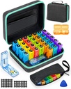 Monthly Pill Organizer 2 Times sehari, dengan Weekly Pill Bag, Portabel Hard Shell, Pill Cutter, Plastic Opening Pick, Monthly & Weekly Stickers, Convenient Medication Management and Tracking