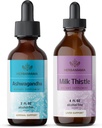HERBAMAMA Herbal Liquid Drops Kit - Bundle of Ashwagandha Root Tincture 2 lf oz & Milk Thistle Extract 4 lf oz - Vegan, Non-GMO, Sugar & Alcohol- Free-2 Pack