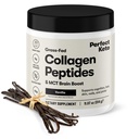 Perfect Keto Collagen Peptides Protein Powder with MCT Oil, Grass Fed, Hydrolyzed Collagen, Type I & III Suplemen, Keto Coffee Creamer, Vanilla
