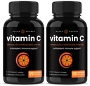 NutraChamps (2 Pack) Vitamin C 10000mg dengan Elderberry, Citrus Bioflavonoid & Rose HIPS - 120 Capsules Vegan, Non-GMO Antioksidant Supplemen Kesehatan & Collagen Produksi Powder 500mg