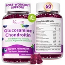 2 Kemas Glucosamin Chondroitin Gummies - Glucosamin Chondroitin dengan MSM, Elderberry, Turmeric, Dukungan Bersama untuk Dewasa, Pria & Perempuan - Blueberry Flavor, 120 Cts