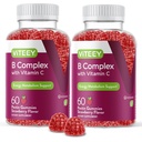 Viteey Vitamin B Kompleks Gummies dengan Vitamin C - Energi, Metabolisme & Imune Dukungan - B6, B12, Niacin, Acid Folic, Biotin, Calcium - Vegan, Gluten- Free - 120 Count