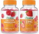 Lifeable Calcium Magnesium + Zinc 50mg, Gummies Bundle - Great Tasting, Vitamin Suplemen, Gluten Bebas, GMO Bebas, Dapat Diberi