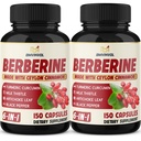 2 Pack Berberine HC- Plus Cinnamon Ceylon, Turmeric, Milk Thistle, Artichoke, Black Pepper, Berberine HCI Root Suplemen - Sistem kekebalan