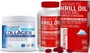 Bronson Marine Collagen Peptides Hydrolyzed Protein Powder + Antartika Krill Oil 1000 mg dengan Omega- 3s EPA DHA