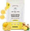 MommaBear Nausea & Motion Sickness Lollipops - Non-GMO Lemon & Ginger Candy for Nausine - Organic Lollipops for Kids 3 + & Pregnant Women to Alleviate Quesiness - Tighly Searled for Freshness (10 Pack)