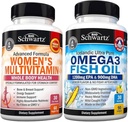 Daily Multivitamin for Women Capsules (1 Month Suply) Plus Triple Power Omega 3 Fish Oil Softgels (Persediaan 1 Bulan)