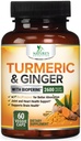 Suplemen Curcumin Turmeric 2600mg - dengan Ginger Organik & Turmeric, BioPerine Black Pepper Extract 95% Curcuminoid - Advanced Absorpsi Bersama & Antioksidant Ekstra Dukungan - 60 Kapsul