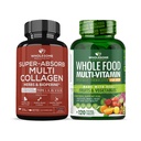 Whyesome Wellness Super- Absorb Multi Collagen Pil (Type I II V X) Organic Herbs dan Bioperine + Whole Food Multivitamin for Men - Natural Multi Vitamin, Minetars, Organic Extracts Bundle