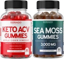 Keto ACV Gummies (60 Count) Advanced Weight Loses Formula dan Irish Sea MosMosMosGmmies (90 Count) with Bladderwrack & Burdock Root for Thyroid, Energy & Imune Dukung - Non GMO, Vegan Safe & made in US