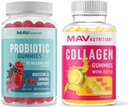 MAV NutTRITION Collagen Gummies for Women and Probiotic Gummies: Rambut, Skin, Nails, dan Dukungan Kesehatan Gut dengan Biotin, Vitamin C, dan 5 Milyar CFU 124; 60 Gummies