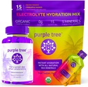 Panti Pohon ungu - Perayaan Wellness + Hydration Electrolite Packets: 124; Rehidtion Organik, Happy Liver 124; 30ct Bottle + 15 Hidration Sticks for Water