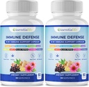 Suplemen Dukungan Imune - 2 Paket 10 dalam 1 Elderberry, Echinacea, Vitamin D, Vitamin C 100mg & Zinc Tambahan - dengan Imune Booster untuk Dewasa - 120 Vitamin Kapsul