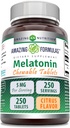 Amazing Formula Melonatin Chewable Supplement: 124; 5 Mg Per Serving 124; 250 Tablet 14; Non-GMO 124; Gluten- Free 124; Dibuat di USA (Citrus Flavor)