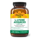 Country Life L-Lysine 1500mg Capsules with Vitamin D & Elderberry - Advanced Ammune Dukung dan Collagen Renewal - Certified Gluten- Free & Vegan - 180 Capsules
