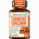 Suplemen Curcumin Turmeric dengan Ekstrak Pepper Hitam - Potency Organic Turmeric 1400mg & 95% Curcuminoid untuk Gabungan & Digetical Supplemen Dukungan - 60 Vegan Cursules