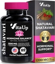 Shatavari Capsules for Women 1200mg - USA Made Shatavari Root Suplemen untuk Dukungan Hormonal Normal, Menopause & Menstrual Wellness - 60 Vegan Capsules