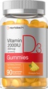 Horbäach Vitamin D3 2000iu Gummies = 124; 90 Count 124; Vegetarian 124; Pineapple Flavor; 50 mcg 124; Non-GMO, Gluten Free Vitamin D Suplemen