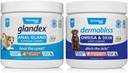 VETNIQUE Dermabliss Omega & Skin Supplement Chews for Dogs (60ct) & Glandex Anal Gland Dukung Peanut Butter Soft Chews for Dog (60ct) Bundle