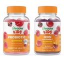 Probiotik Lifeable 2 Miliar CFU Kids + Iron & Vitamin C Kids, Gummies Bundle - Tasting Besar, Tambahan Vitamin, Gluten Bebas, GMO Bebas, Gummy Chewable