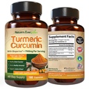 Turmeric Curcumin dengan Black Pepper Extract (Bioperine) & Organic Turmeric Vegan Complement. Ekstrak 95% Curcuminoids 1965mg Tambahan untuk Joints Sehat & Imune Dukungan. 180 Kapsul