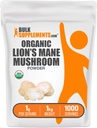 BulkSuppliments.com Organic Lions Mane Mushroom Powder - Lions Mane Powder, Mushroom Suplemen - Vegan & Gluten Bebas, 1g per Serving, 1kg (2.2 pon) (Paket 1)