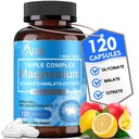 ASSR Triple Magnesium Complex - 300mg Magnesium Suplemen dengan Glycinate, Malate & Citrate - Supports Relax, Muscle & Nerve Fungsi - Absorpsi Tinggi, Vegan, Non-GMO, 120 Capsules