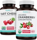 Bundle of Organic Cranberry Pills & Tart Cherry - Clear & Clear Bundle - Urinary Tract & Uric Acid - Organic Cranberry Pills - 50: 1 Konsentrat & Organic Taart Cherry Capsules - 4: 1 Ekstraksi