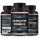 Vitamin K2 dengan Tambahan Kekuatan D3 Bone = 124; Heart Health None - GMO Formula 10.000 IU Vitamin D3 & 200 mcg Vitamin K2 (MK7)