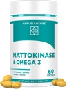 Omega 3 Minyak Ikan 1200 mg dengan Suplemen Nattokinase 4000 FU Organik 124; DHA 124; EPA 124; Nattokinase Derived dari Jepang Natto 124; Cardiovascular dan Sircular Dukungan Kesehatan 124; Dukungan Jantung 124; 60 Softgeels