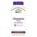 Abad 21 2000 mg Cinnamon Plus Chromium Vegetarian Capsules (120 Count), Cinnamon Suplemen Gula & Carbodrate Metabolisme, Gluten- Bebas, Non- GMO, Flavors Artificial Tanpa Ditambahkan