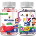 SUNNY SAM Iron Gummies for Kids & Adules & Magnesium Gummies for Dewasa - 500mg - Calm Magnesium Chews - Magnesium Citrate Chewable Suppppport Mood & Muscle. Besi Vitamin dengan Vitamin C.