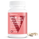 Suplemen Besi untuk Pria Wanita, Vegan Besi Bisglycinate 30mg Plus Vitamin C, B12, Folic Acid - Pil Besi untuk Anemia, Kesehatan & Energi Dukungan - Lembut, Absorpsi Tinggi, NON-GMO - 90 Capsules