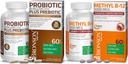 Bronson Probiotic 50 Milyar CFU + Prebiotic dengan Apple Polyphenol & Pineapple Fruit Extract + Methyl B12 5000 mcg Vitamin B12 Methylcobalamin