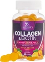 Collagen Gummids with 2500mcg Biotin, Vitamin C & Zinc - Hydrolyzed Collagen Peptide Type 1 & 3 Suplemen - Advanced Hair, Skin & Nail Growth Dukungan untuk Perempuan & Men, Gluten Free, Non-GMO - 60 Count