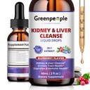 Gregenpeople Kidney Cleanse Detox & Repair - 27- In- 1 Kidney & Liver Drops with 20: 1 Cranberry Extract & Chanca Piedra, Alcohol- Free Tract & Liver Dukungan (2 Oz 1 Pack, Blueberry)